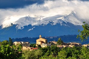 The view of Colmurano from our home, one of many incredible views.
