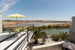 View from the upper terrace overlooking the salt pans