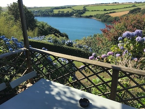 View from apartment veranda outside dining area 