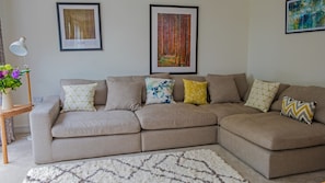 Sitting room with huge comfy sofas.