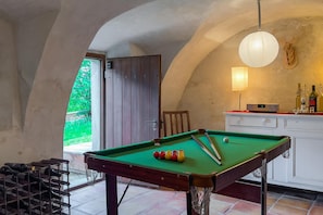 If the garden gets too hot, pop back inside to shoot some pool in the naturally cool basement games room . 