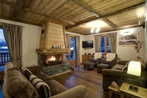 Lounge and log fire