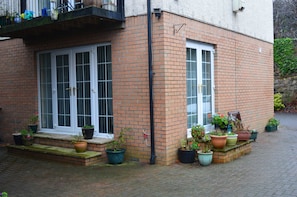 exterior shot, your access is the patio doors