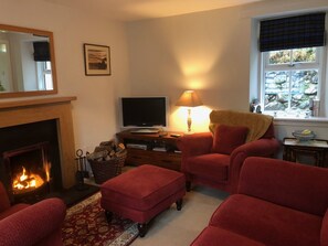 Lounge with open fire.