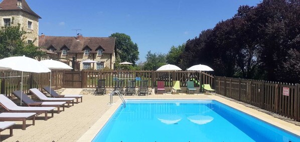 Looking towards the gites from the pool.