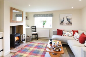 Sitting Room with woodburner and TV