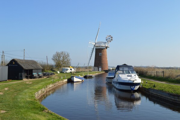 National Trust iconic wind pump - at 'Horsey' staithe - part of Norfolk Broads