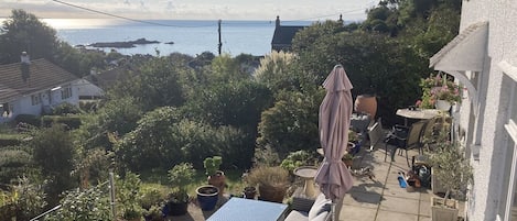 The terrace and view out to sea