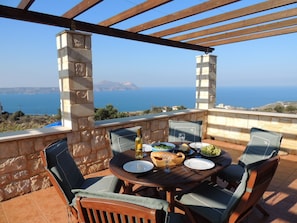 Upstairs Dining Terrace at Chrisi Villa