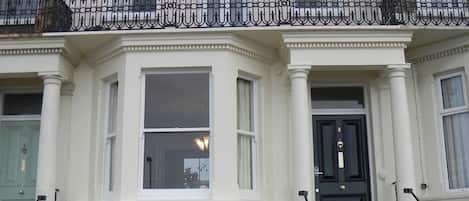 the elegant facade to the 4 storey grade II listed Victorian townhouse