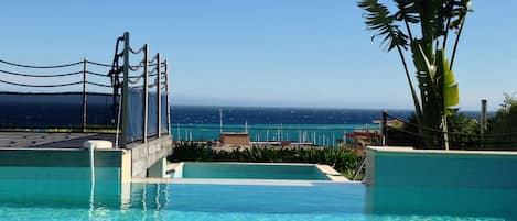 Chateau Vallaya pool & the  Mediterranean