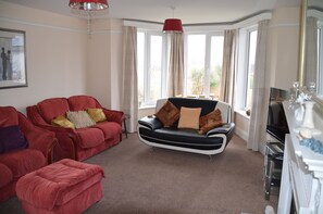 Beautiful bay window with a small table suitable for games boards etc.