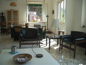Living room with two large panoramic windows