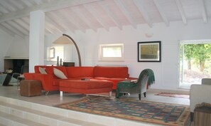 There are several comfortable seating areas inside and out
