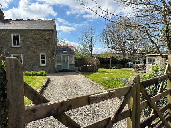 view of cottage from the front gate 