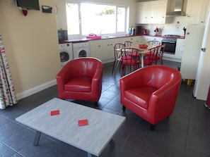 Downstairs lounge and kitchen