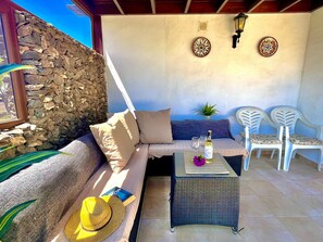 Covered corner sofa on the large Patio area.