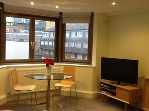 Apartment faces the City and this window has a view of the Gherkin