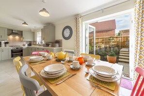 Silver Birches, Holt: Kitchen/dining room with french doors to garden