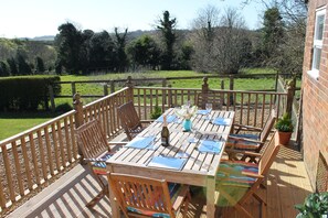 Back decking with views over next door paddock.