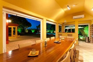 Night-time BBQ dining table
