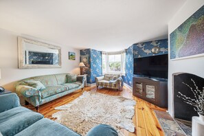 Albury House, Charmouth: The comfortable sitting room with contemporary styling