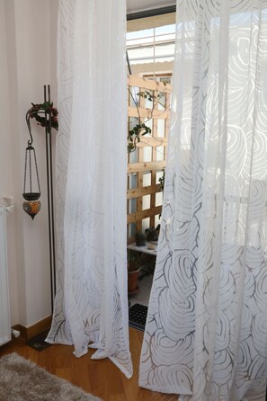 window door leading to the  balcony