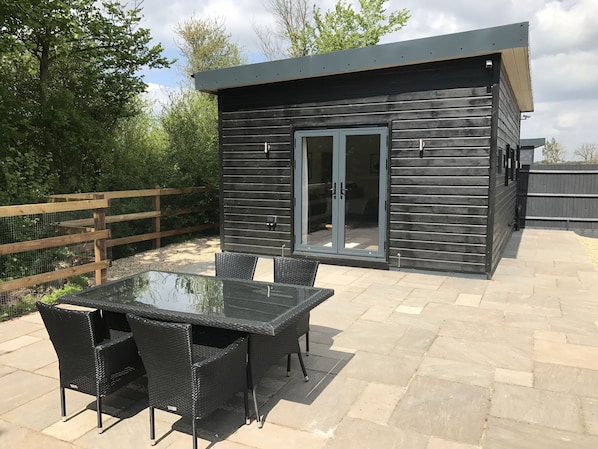 Cabin and outdoor patio