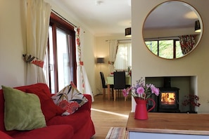 Lounge with wood burning stove