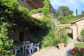 MIdday sun and shady terrace