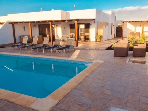 View of rear terrace of villa