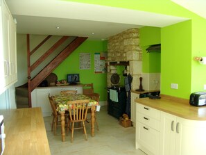 Original kitchen with gas cooker and Rayburn