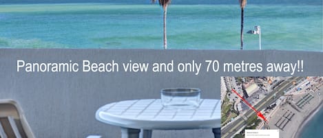 Panormaic Beach views from just 70m away!! Also view to Marina!