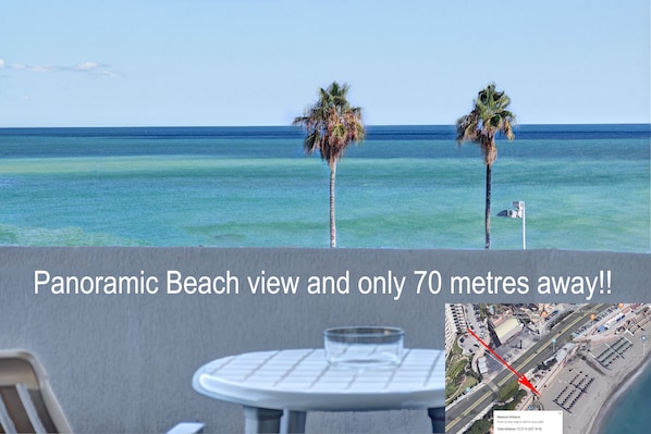 Panormaic Beach views from just 70m away!! Also view to Marina!