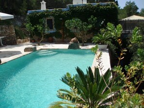 Swimming pool on the side of the villa.
