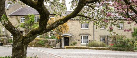 Our cottage with the cherry trees in bloom