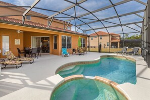 Relax on the oversized pool deck
