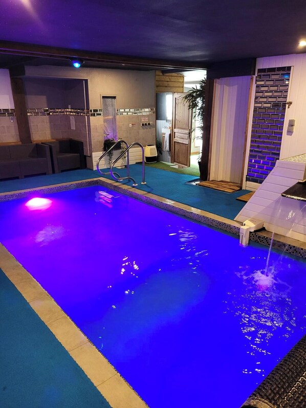 with pool light on 