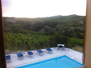 View from the master bedroom (tiling now surounds patio)