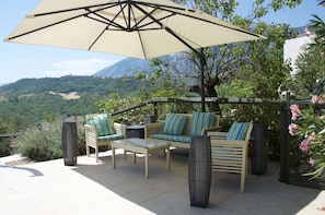 A place to sit in the shade by the pool