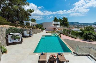 Large Villa with incredible views of the Sea, Islands, Formentera, Ibiza Town