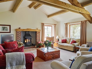 Sitting room with wood burner