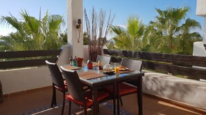 Dining 'al fresco' with view of the mediterranean