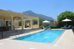 Pool area and Kyrenia mountains
