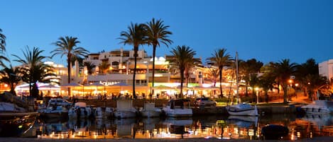 The harbour 'Marina Cala d'Or' by night with many nice Mediterranean restaurants