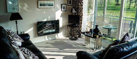 Sitting area with view to Holyrood Park