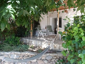 Shady corner  out of the blazing mid-day heat.