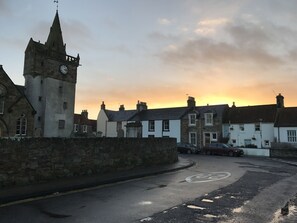 Pittenweem Tollbooth and Parish Church (view from outside Wild Harbour)