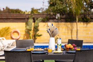Perfect moments on a sunny pool patio