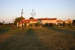 farmhouse at dusk